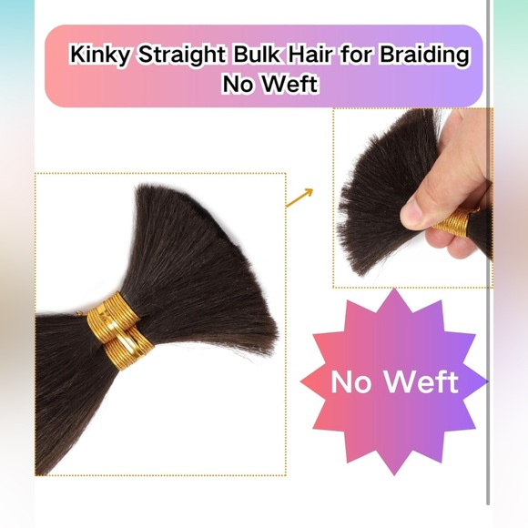 Kinky Straight Bulk Hair for Braiding No Weft - Picture 4 of 5